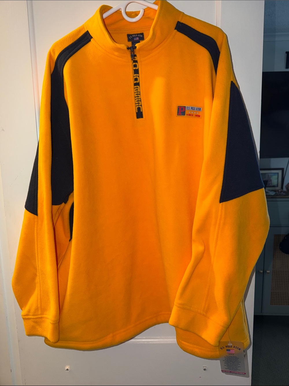 US POLO ASSN Men's Quarter-Zip Fleece with Navy Panels NWT